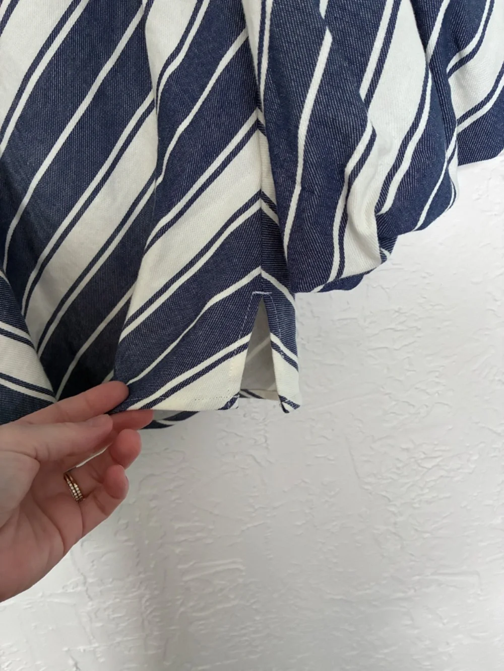 Kate Spade Blue & White Striped Popover Blouse Size Large